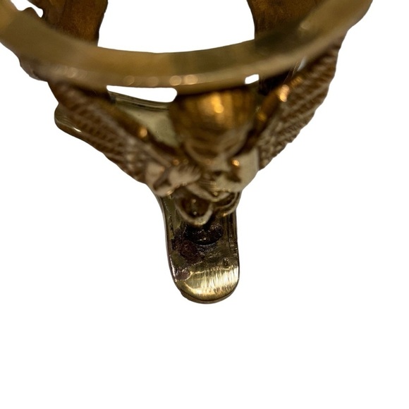 Vintage 1950s Brass Candle Holder Candle Stand Cherubs Angels Vase Holder - Picture 6 of 9